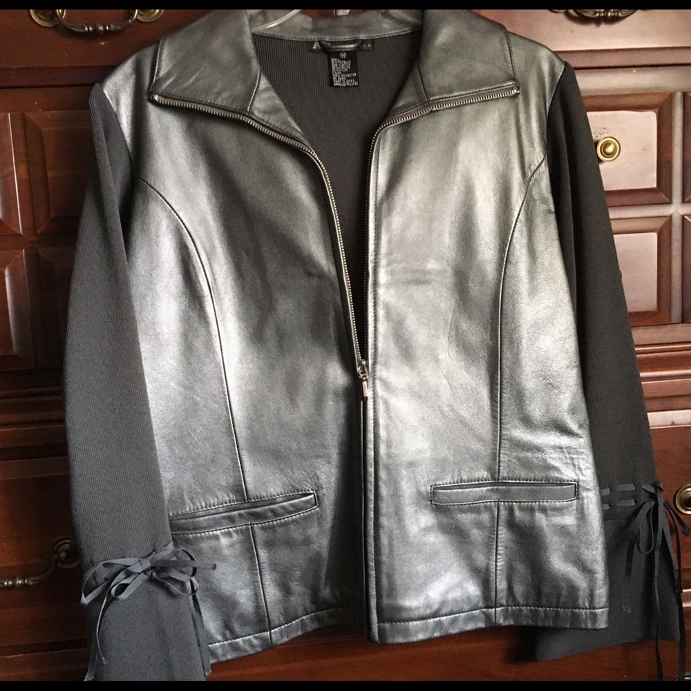 Leather sweater jacket
